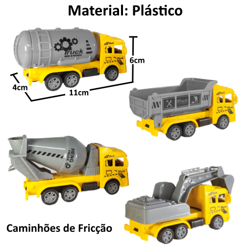 Kit 4 Carrinhos Caminhões Baby Construção Resgate de Fricção em Promoção na  Americanas