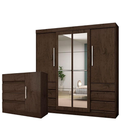 Guarda Roupa Casal Atraente 1577 e Cômoda 8000 Imbuia – Araplac Menor preço em Guarda Roupa Casal Atraente 1577 e Cômoda 8000 Imbuia – Araplac