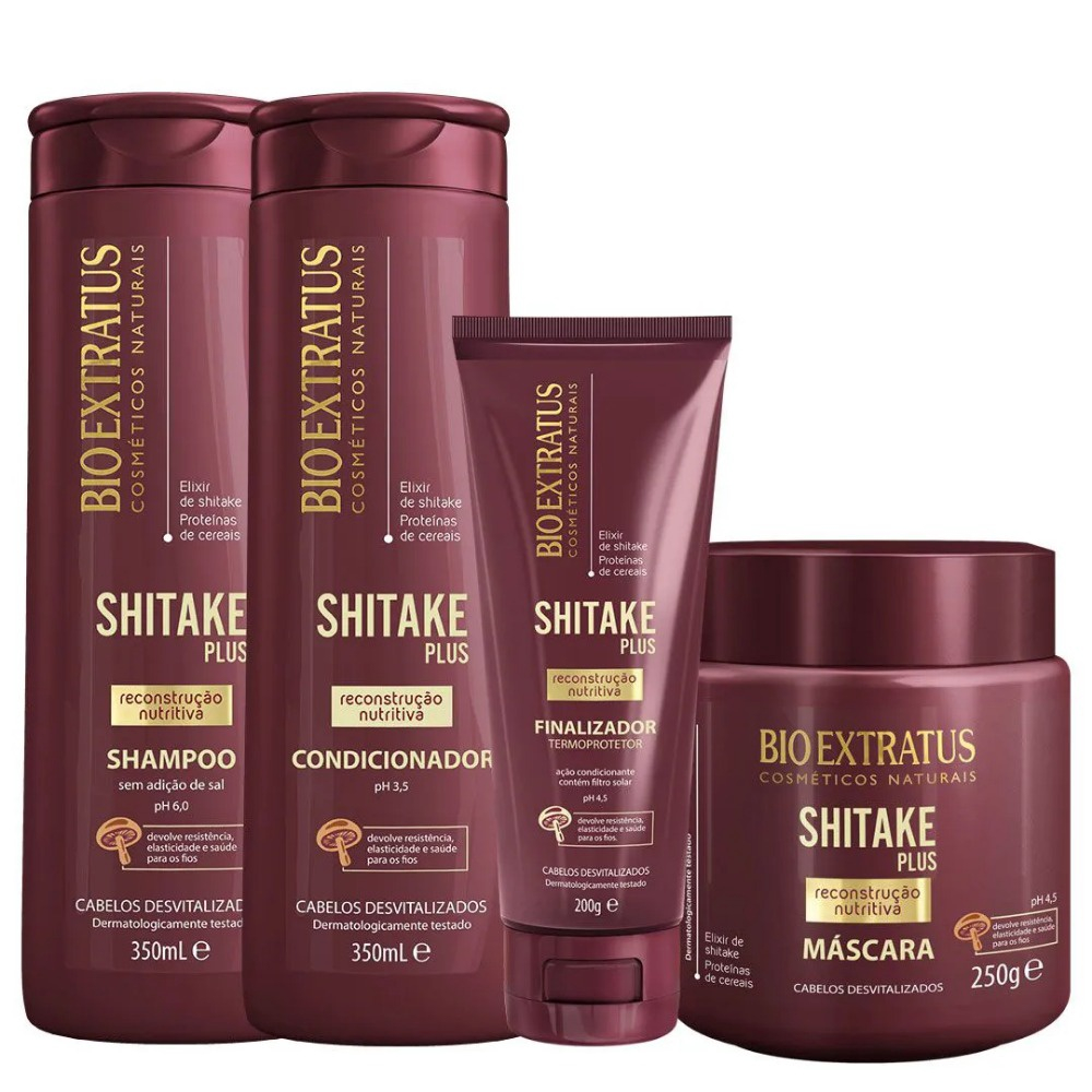 Bio Extratus Shitake Plus (Shampoo + Cond 350g + Mascara 250g + Finalizador  Termoprotetor 200g) em Promoção na Americanas