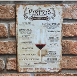 Placa Decorativa Vinhos ao Redor do Mundo Menor preço em Placa Decorativa Vinhos ao Redor do Mundo