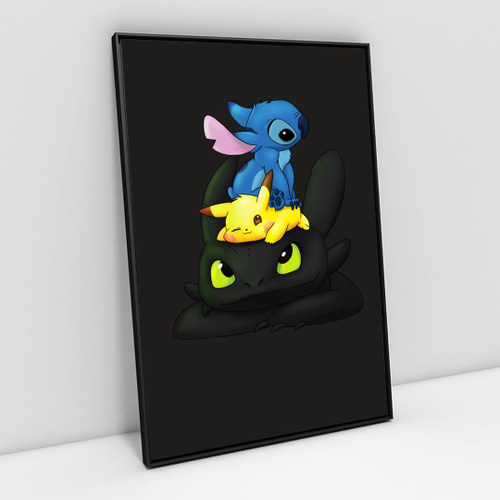 Quadro Decorativo Desenho Pikachu 5 Peças