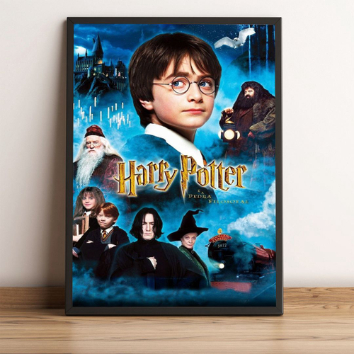 Quadro decorativo A4 Filme Harry Potter e a Pedra Filosofal no