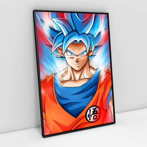 Quadro decorativo emoldurado Goku Super Sayajin Dragon Ball Arte