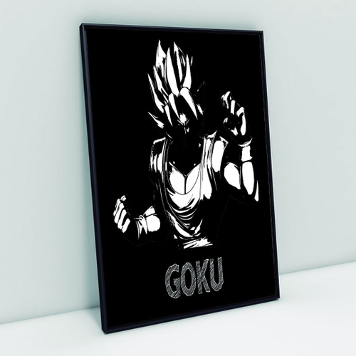 Quadro decorativo poster Goku preto e branco desenho