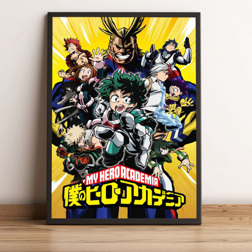 Quadro Anime Boku No Hero Academia C/ Moldura E Vidro A4