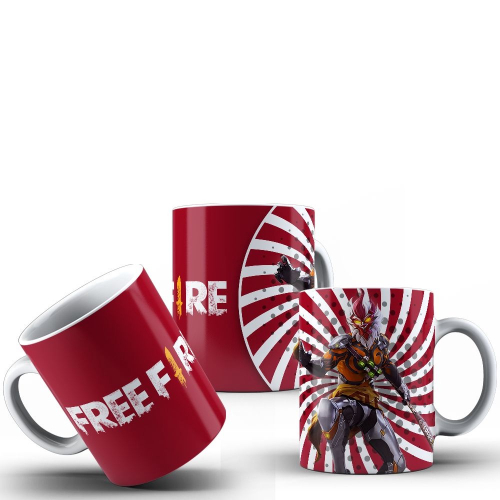 Caneca personalizada free fire com Nome feita em PORCELANA 325Ml