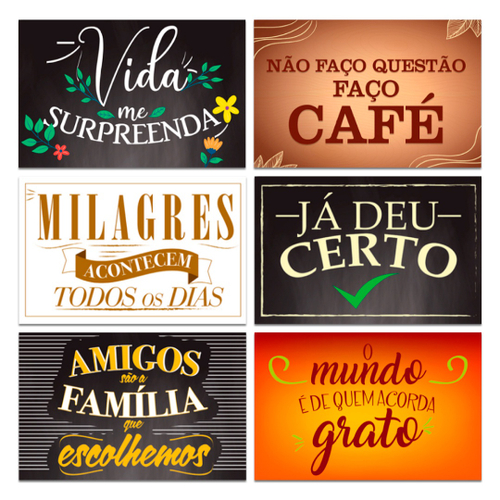 Placas Decorativas Frases de Motivação 20x30 Branca 4un