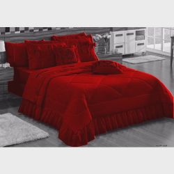 Kit Cobre Leito Esplendore Casal Queen 7 Peças - Vermelho Menor preço em Kit Cobre Leito Esplendore Casal Queen 7 Peças - Vermelho