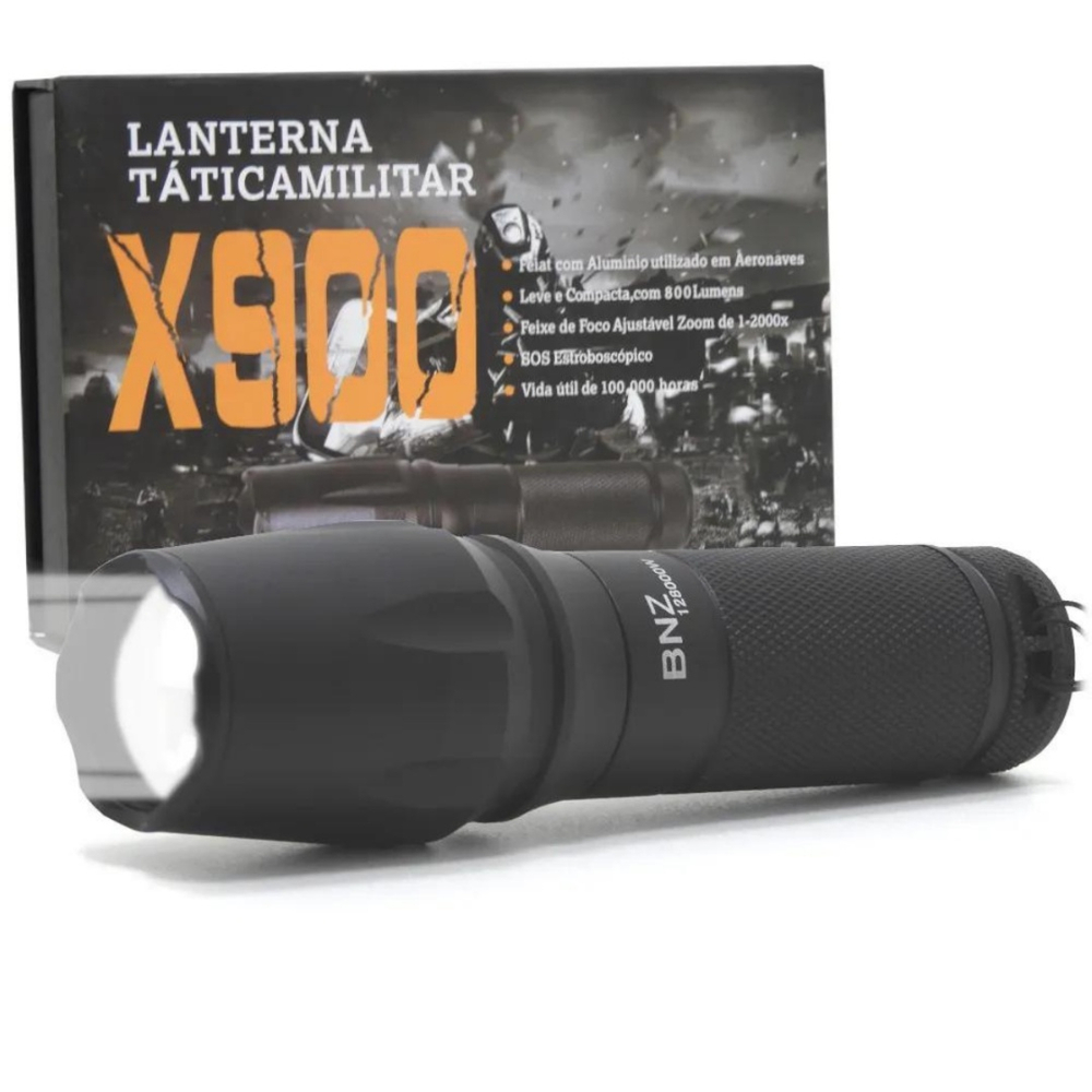 Lanterna Tática Militar Recarregável LED X900 Potente Em Promoção ...