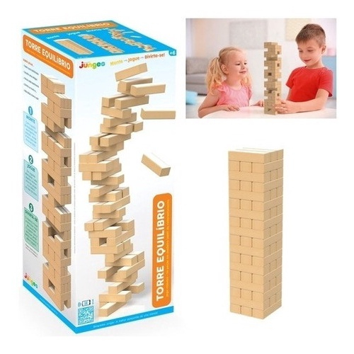 Jogo Torre Equilíbrio Jenga 54 Peças Madeira Junges - Loja Zuza Brinquedos