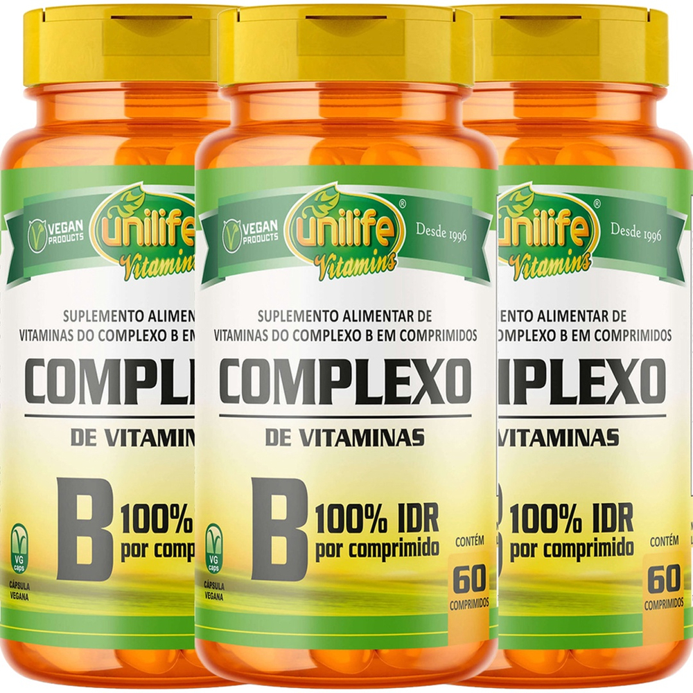 Kit 3x Vitaminas Complexo B ( B1 B2 B3 B5 B6 B7 B9 B12 ) - 60 ...