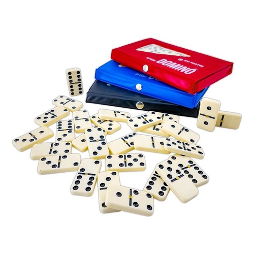 Jogo Domino Profissional Colorido 28 Peças Com Estojo Metal na