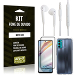 Kit Moto G60 Fone de Ouvido + Capa Anti Impacto + Película Vidro 3D - Armyshield