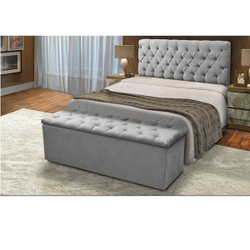Cabeceira Mais Calçadeira Baú Casal 140cm Para Cama Box Sofia Suede Cinza Menor preço em Cabeceira Mais Calçadeira Baú Casal 140cm Para Cama Box Sofia Suede Cinza