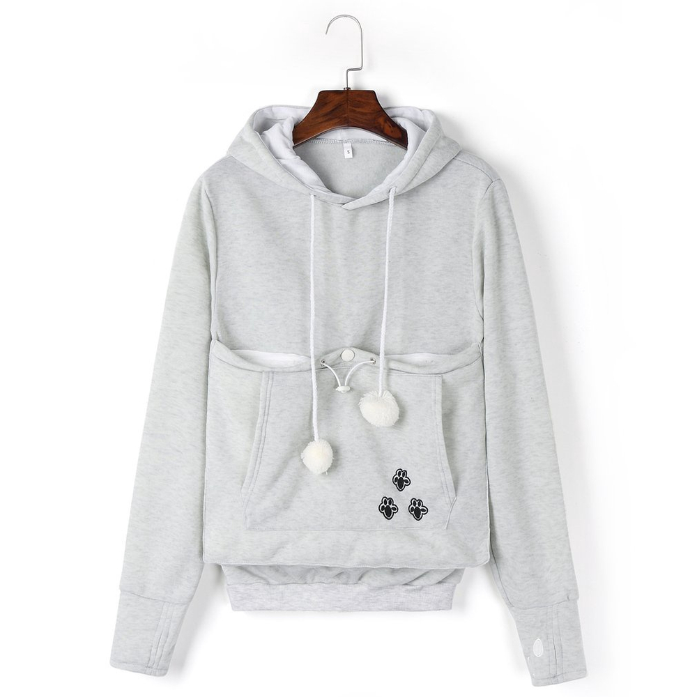 cat moletom com capuz with ears and pouch