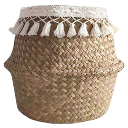Vaso de palha dobrável para flores com cesta de vime artesanal para armazenamento pendurado é boa?