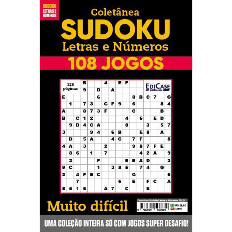 Sudoku Premium Ed. 01 - Com Letras e Números - Muito Difícil - 85 Jogos -  16 x 16