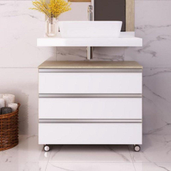 Gaveteiro Gabinete Banheiro Rodinhas 60cm 3 Gavetas Multiuso Menor preço em Gaveteiro Gabinete Banheiro Rodinhas 60cm 3 Gavetas Multiuso