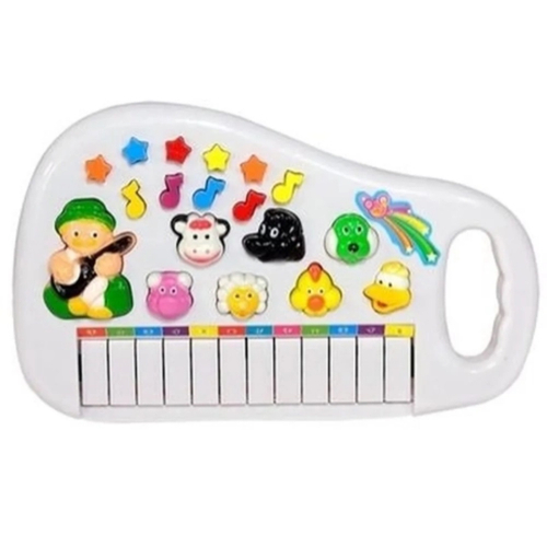 Piano Bebe Brinquedo Infantil Musical Baby Pianinho Fazendinha Vaquinha  Branca