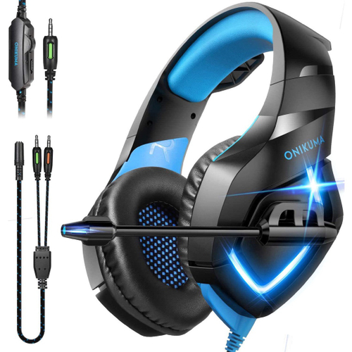 Headphone Headset Gamer com LED Azul para PS4 Xbox Pc Notebook