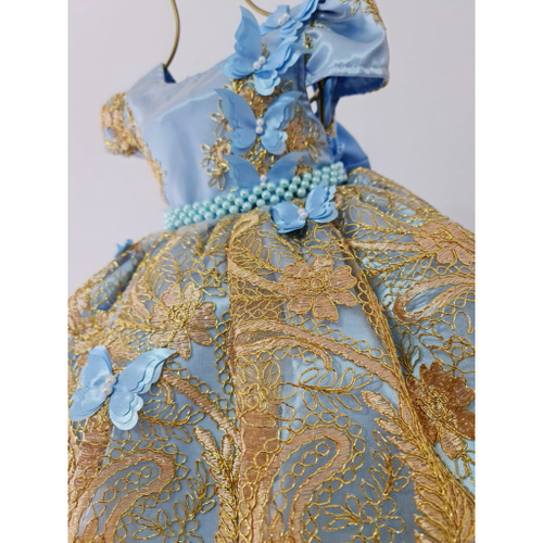 Vestido Infantil de Festa Azul Bebê Luxo Realeza Princesa Menina Cinderela  Frozen Elsa