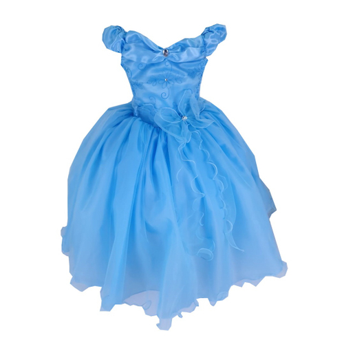 Vestido Infantil Azul Luxo Princesa Cinderela Frozen Alice