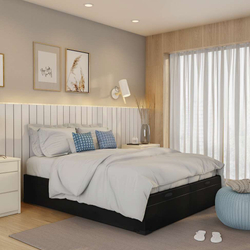 Base para Cama Box Casal Macy com Baú Corino (47x138x188) Preta Menor preço em Base para Cama Box Casal Macy com Baú Corino (47x138x188) Preta