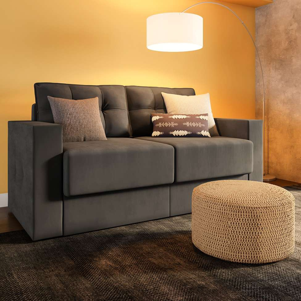 Sofá 3 Lugares Retrátil Berlim Suede Grafite 180 cm