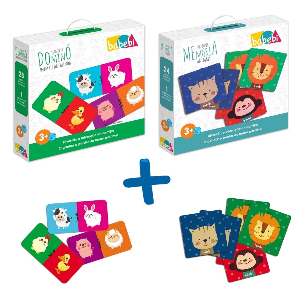 Kit Jogos Educativos 3 Anos Jogo Da Memória E Dominó Animais em Promoção na  Americanas