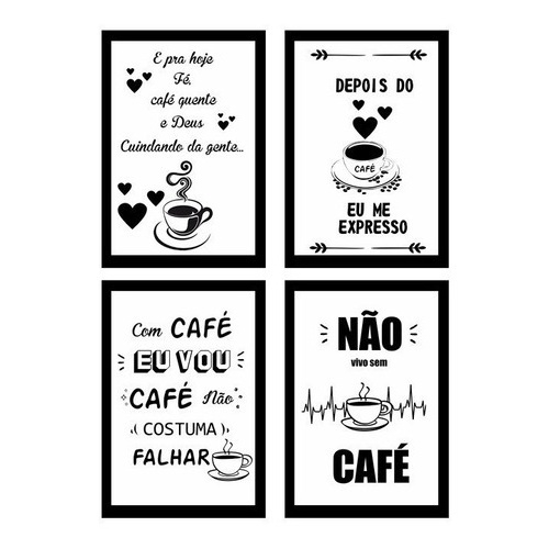 Kit 5 Quadros para Decoração Frases Café Cozinha Amor em Promoção na  Americanas