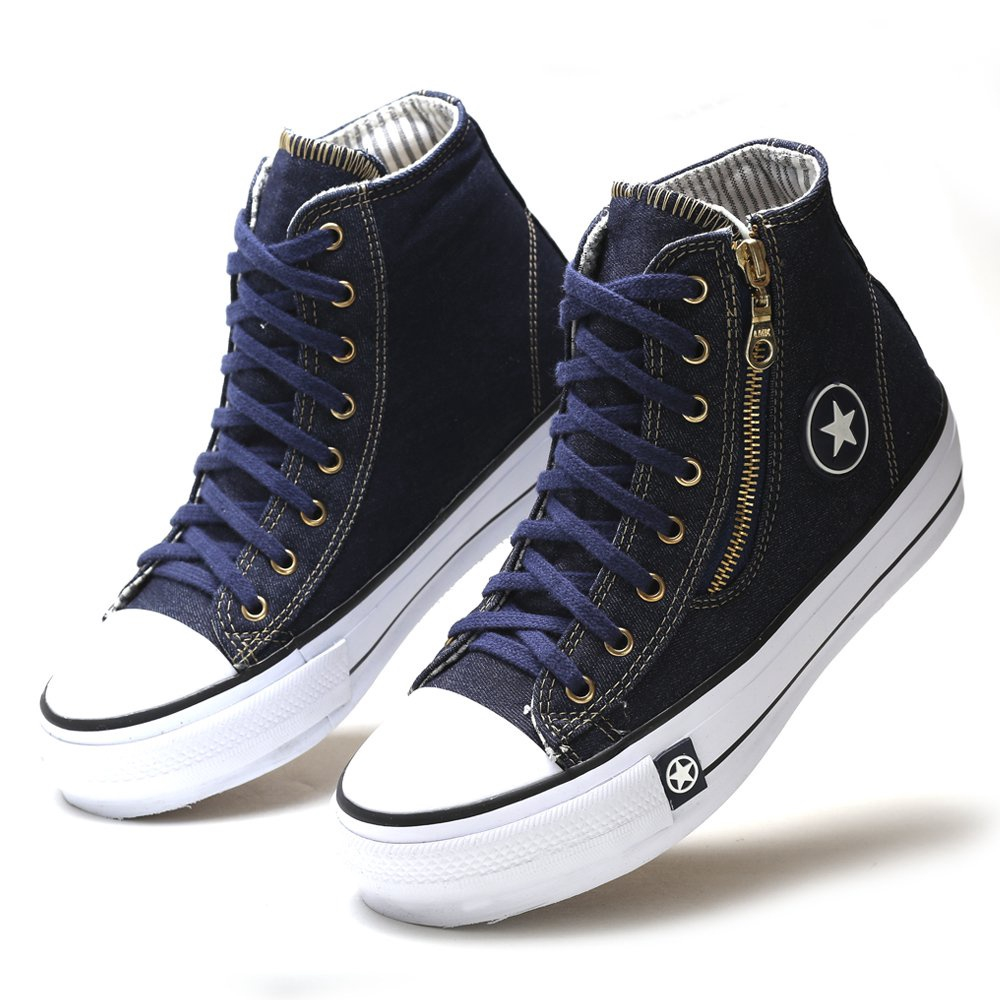 All Star Plataforma Preto com Zíper - Moda Brás