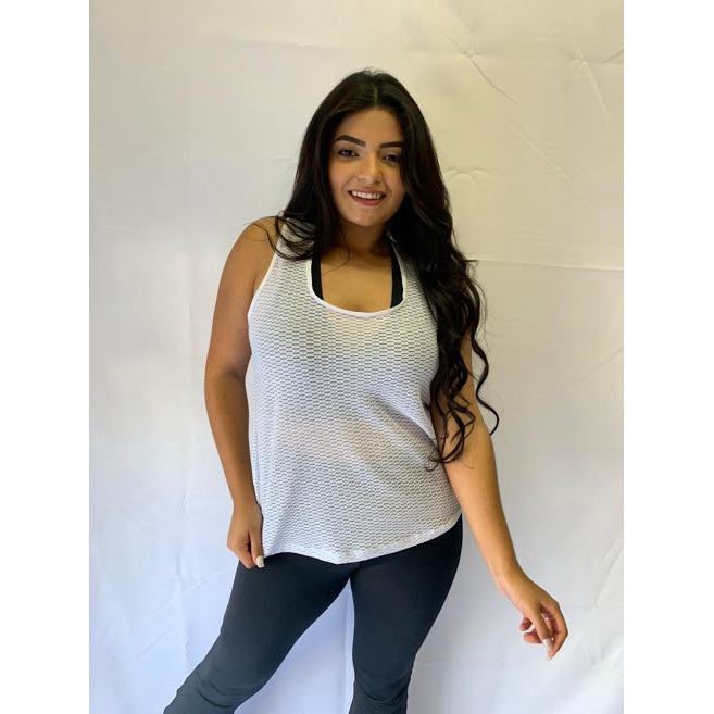 blusa transparente academia