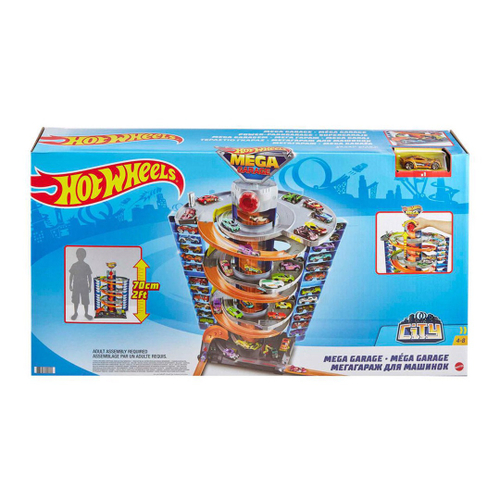 Pista Postinho Garagem Madeira + Carrinho Hot Wheels