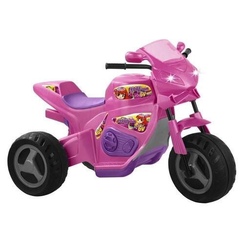 Moto Eletrica Criança Triciclo + Capacete 12v - Rosa Menina