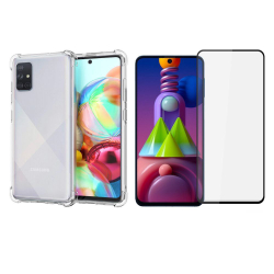 Capa capinha anti impacto transparente + película de vidro 3D 9D samsung M51 - flm shop Menor preço em Capa capinha anti impacto transparente + película de vidro 3D 9D samsung M51 - flm shop