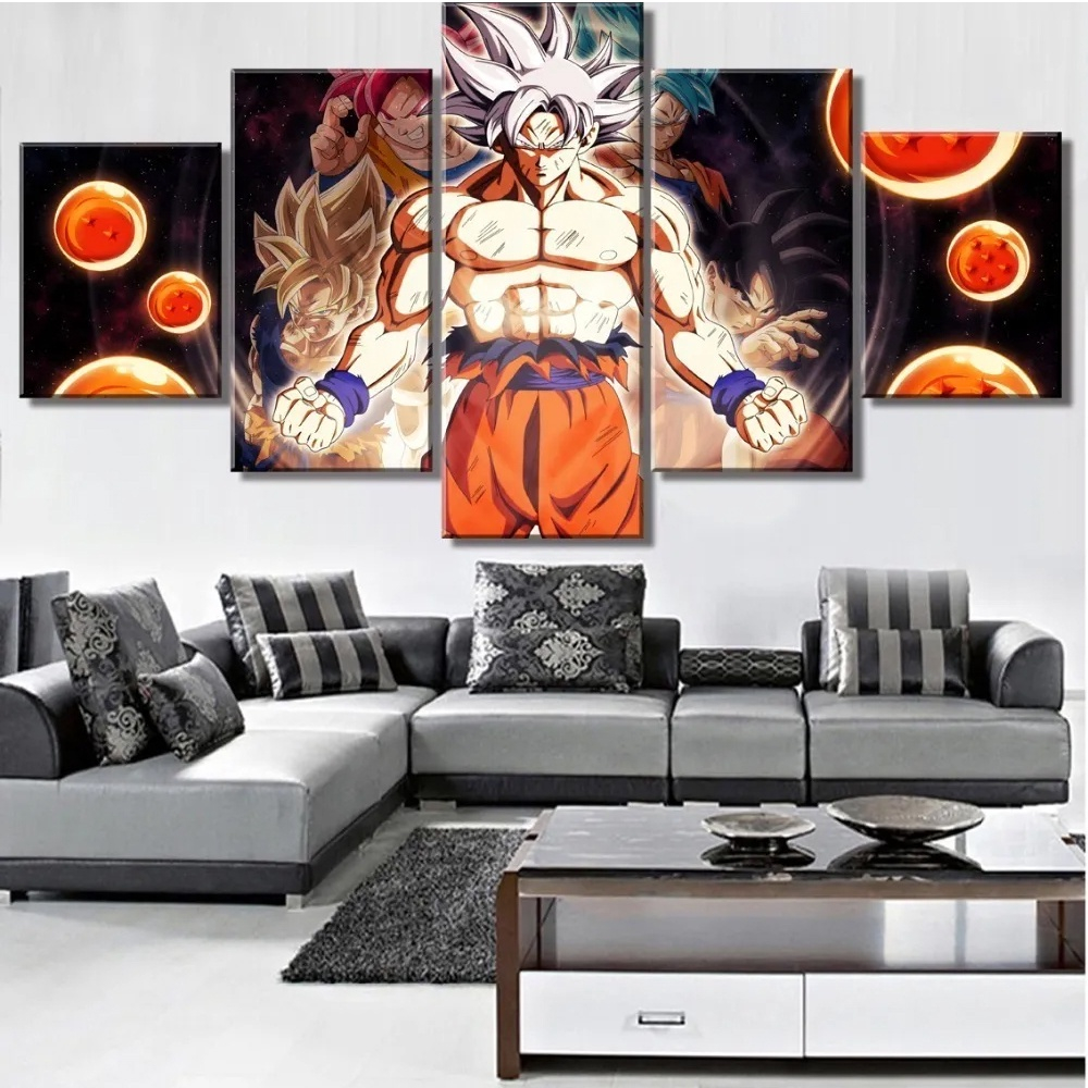 Quadro Decorativo Dragon Ball Z Goku Super Sayajin 5 Peças M15