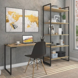 Menor preço em Conjunto Home Office Industrial 2 Peças 1 Escrivaninha e 1 Estante Porto Móveis Belo