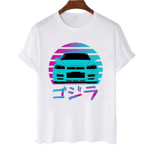 Camiseta masculina Nissan Skyline Drift Japão Carro Camisa Blusa Branca  Estampada