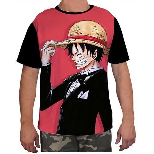 Camiseta Unissex Masculina One Piece Bandeira Pirata Mangá Monkey