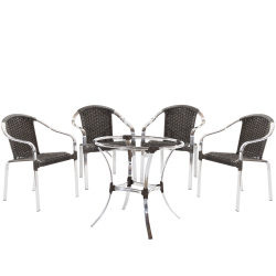 Conjunto Tóquio Alumínio 4 Cadeiras e Mesa Alta para área Externa, interna, sacada, varanda, edícula e área Gourmet, fibra sintética Menor preço em Conjunto Tóquio Alumínio 4 Cadeiras e Mesa Alta para área Externa, interna, sacada, varanda, edícula e área Gourmet, fibra sintética