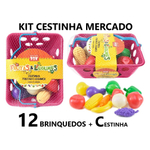Kit Cestinha Mercado Legumes Frutas Brinquedo Educativo Feirinha Faz de Conta 13 peças