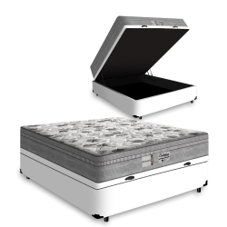 Cama Box Baú + Colchão Casal Probel Evolution Molas Ensacadas Europillow 138cm Branco Menor preço em Cama Box Baú + Colchão Casal Probel Evolution Molas Ensacadas Europillow 138cm Branco