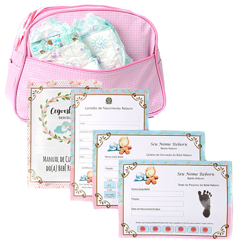 Conjunto para Bebê Reborn com 02 Fraldas e Kit Certificado com Bolsa  Maternidade Rosa na Americanas Empresas