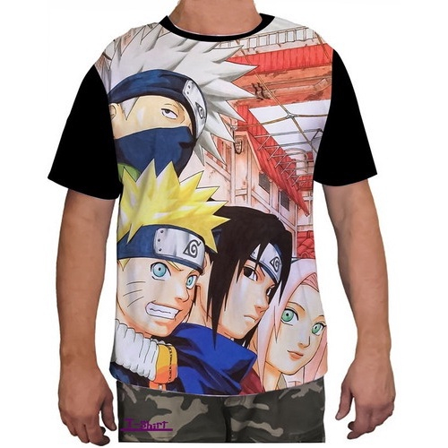 Camiseta Infantil Mangá Naruto Sasuke Uchiha pequeno