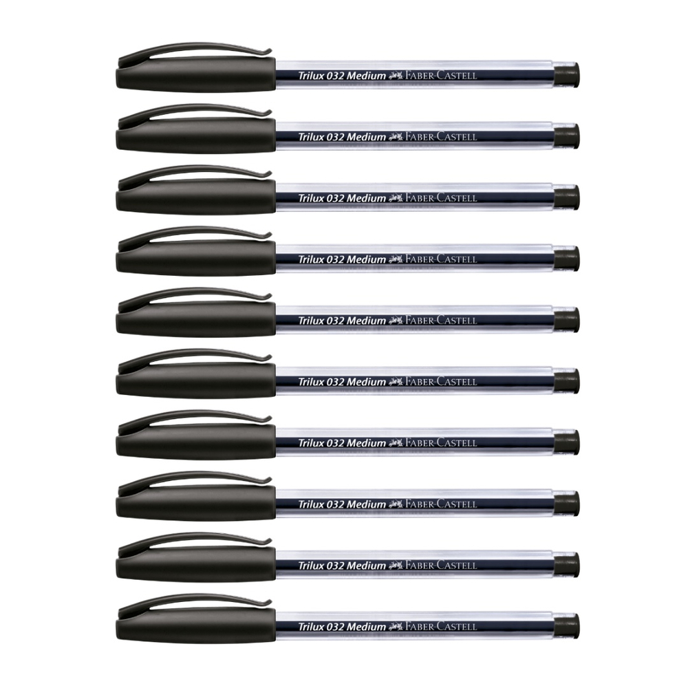 Kit Caneta Esferogr Fica Preto Faber Castell Trilux Submarino