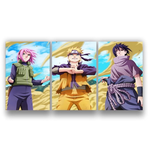 Quadros Decorativos Naruto Desenho Anime Kit 3 Peças