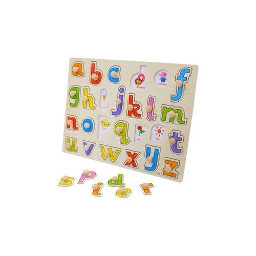 Quebra-Cabeça de Encaixe Letras - Alfabeto de Madeira - Brinquedo Educativo