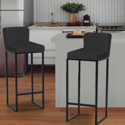Kit 02 Banqueta Alta Com Encosto Lucca Industrial Cozinha Balcão Bistrô Ferro Preto Suede Preto - Ahazzo Móveis Menor preço em Kit 02 Banqueta Alta Com Encosto Lucca Industrial Cozinha Balcão Bistrô Ferro Preto Suede Preto - Ahazzo Móveis