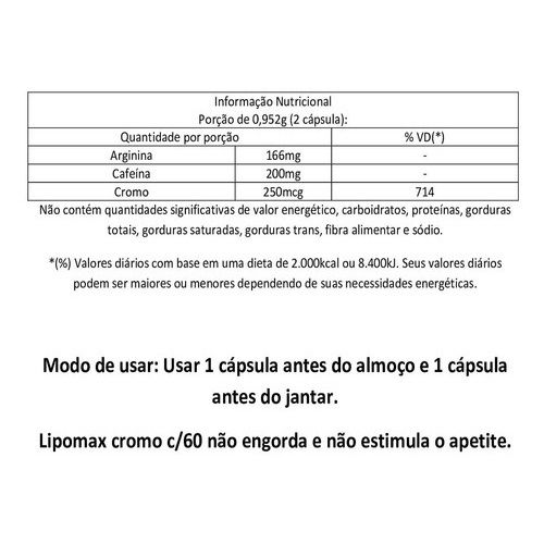 Lipomax Cromo c/60 Cápsulas em Promoção na Americanas