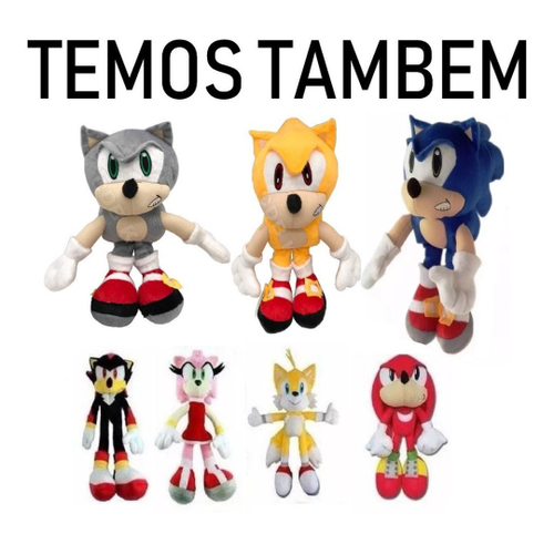 4 Bonecos Pelúcia Turma Do Sonic 35 Cm Unissex